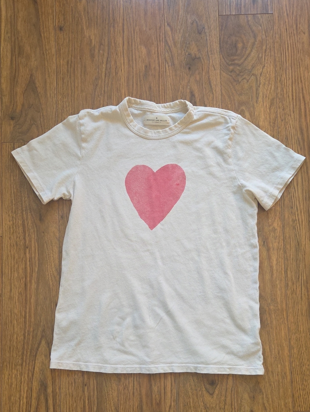 Imogene + Willie White Tee with Red Heart Graphic Size XS